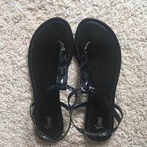 Fioni black jeweled thong sandals